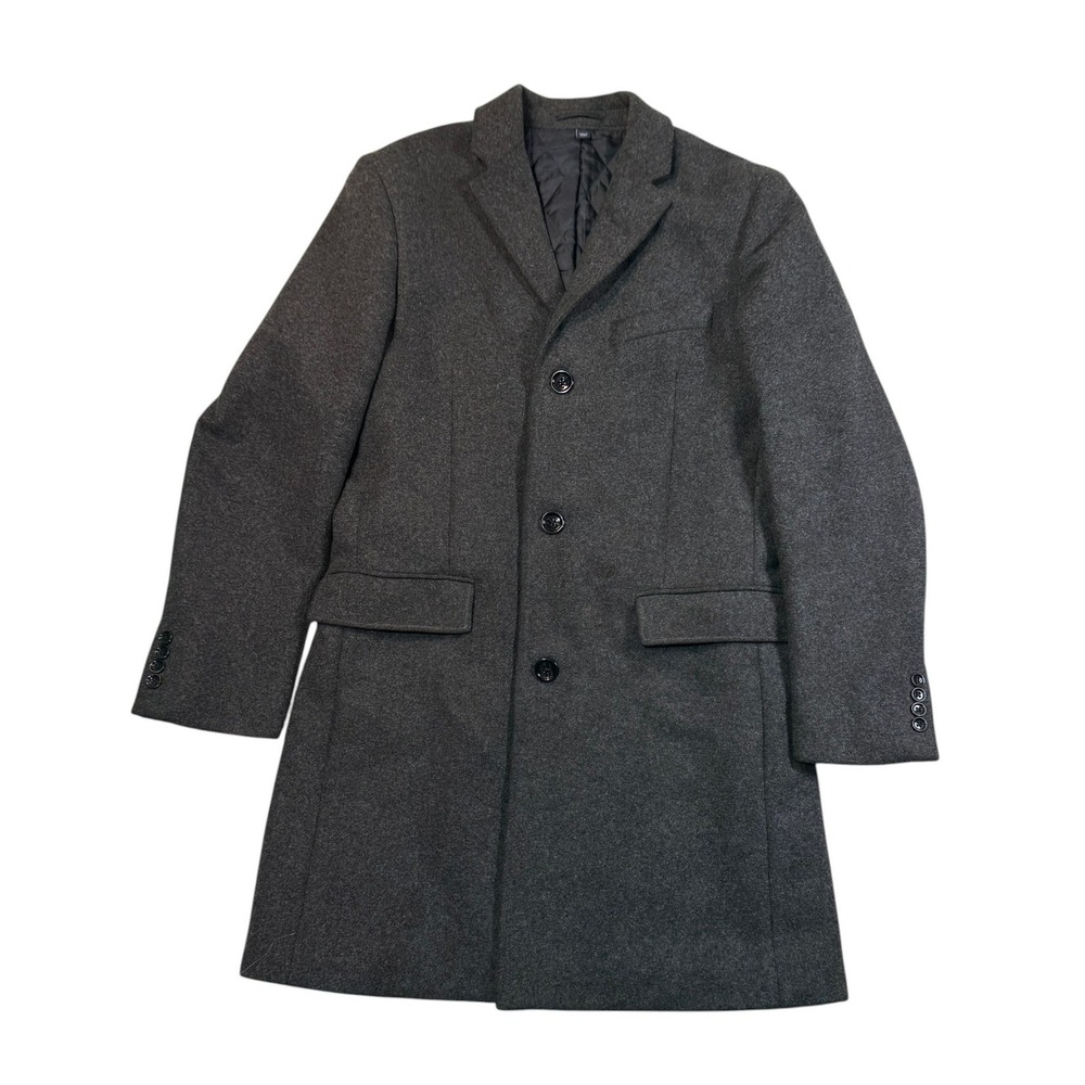 J Crew Thompson Topcoat Mens 38 Wool Blend Quilted Lined Overcoat Charcoal Grey